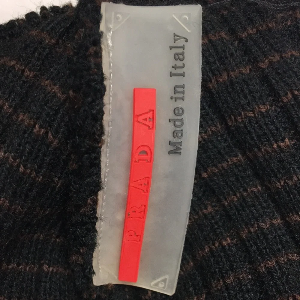 Vintage 90s PRADA Sport ribbed knitted beanie hat unisex